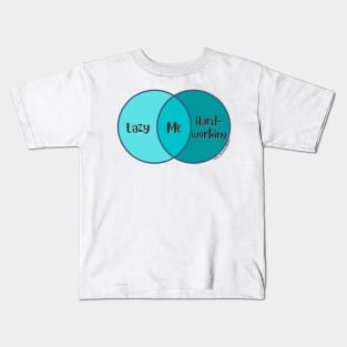 Venn Diagram of me: Lazy vs. Hard-working Kids T-Shirt